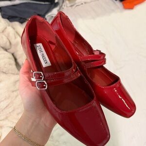 Steve Madden Shiny Red Flats with Double Strap